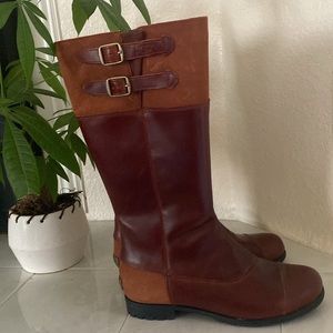 NWOT UGG tall cap toe cognac leather boots with shearling